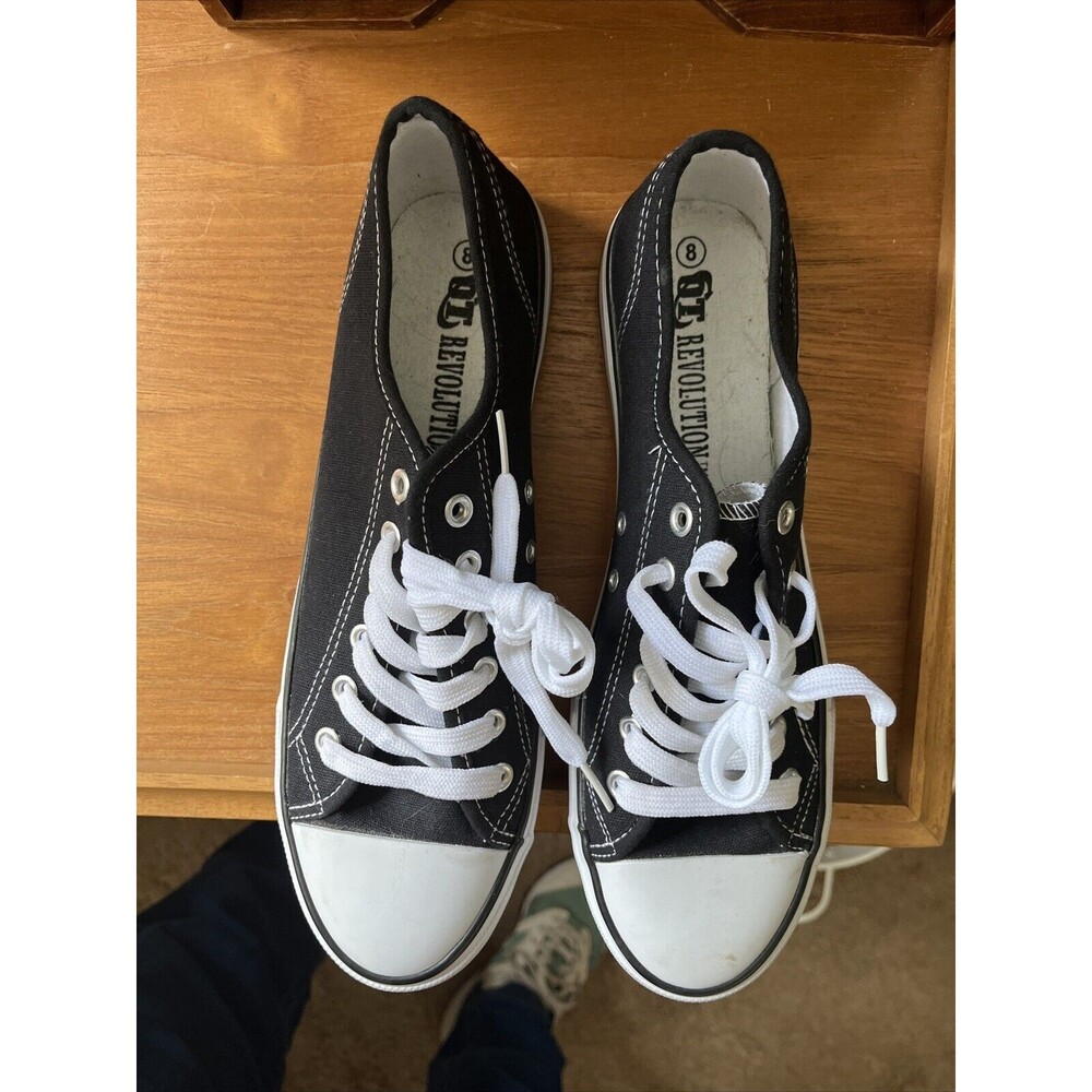 Men's OT Revolution Capped Toe Lace Up Athletic Court Shoes Black 8